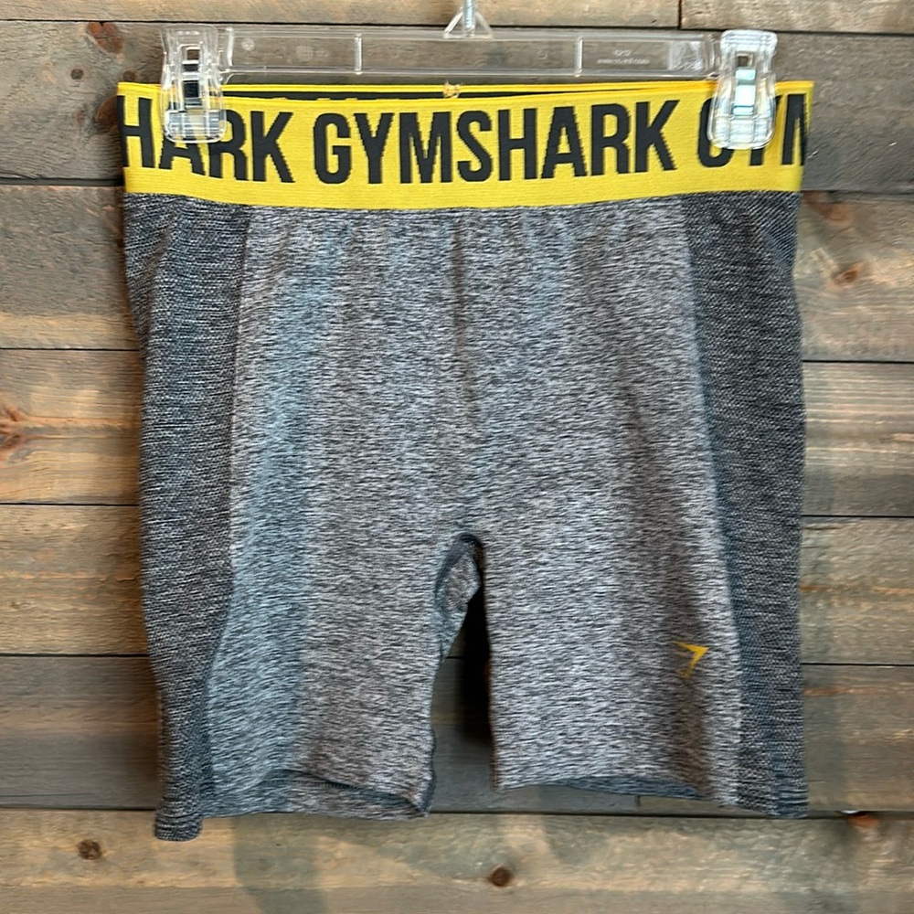 Gymshark Gray and Yellow Bike Shorts